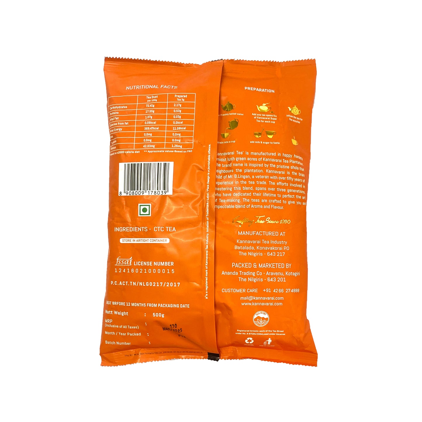 KANNAVARAI Super Nilgiri Estate Tea 500 g