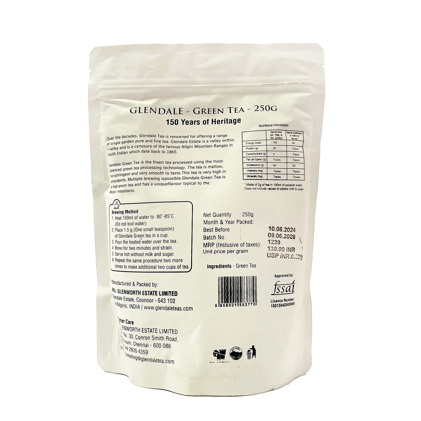 GLENDALE Green Tea 250 g