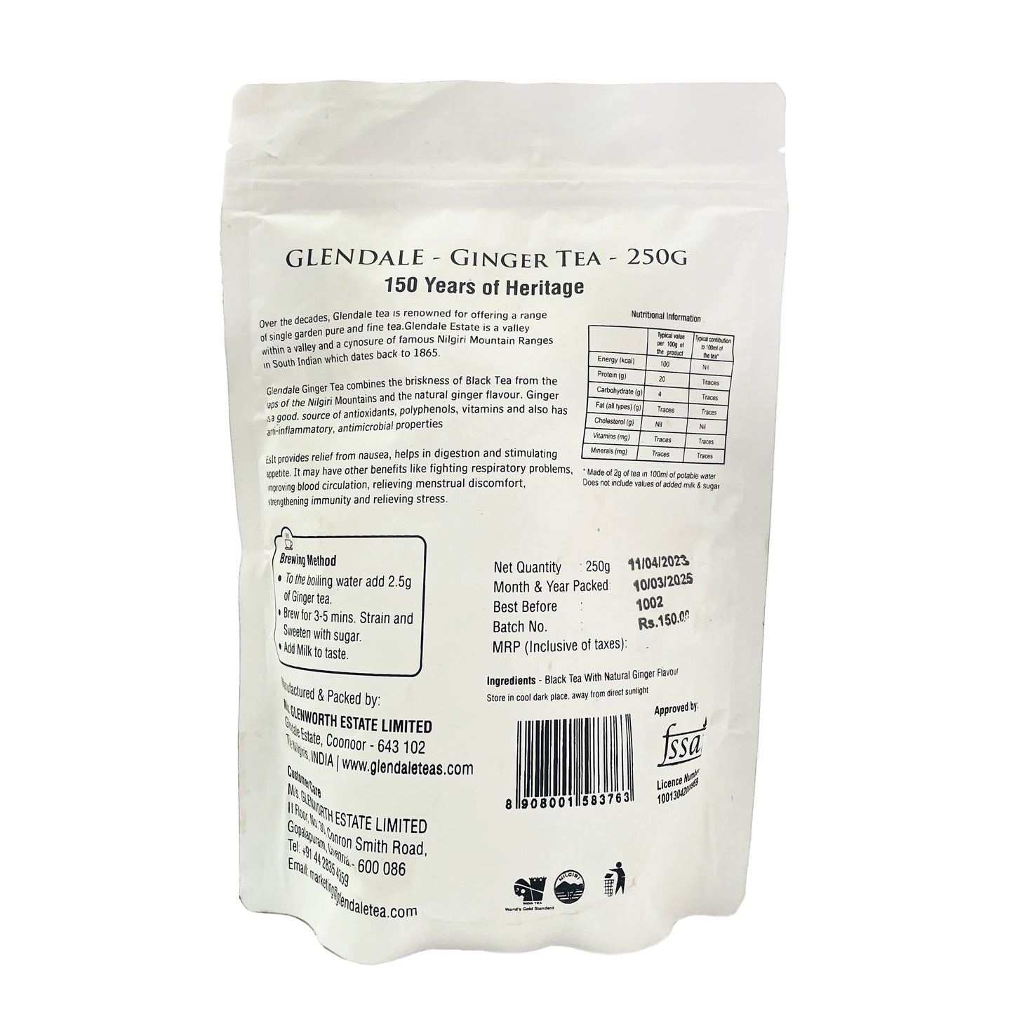 GLENDALE Ginger Tea 250 gm