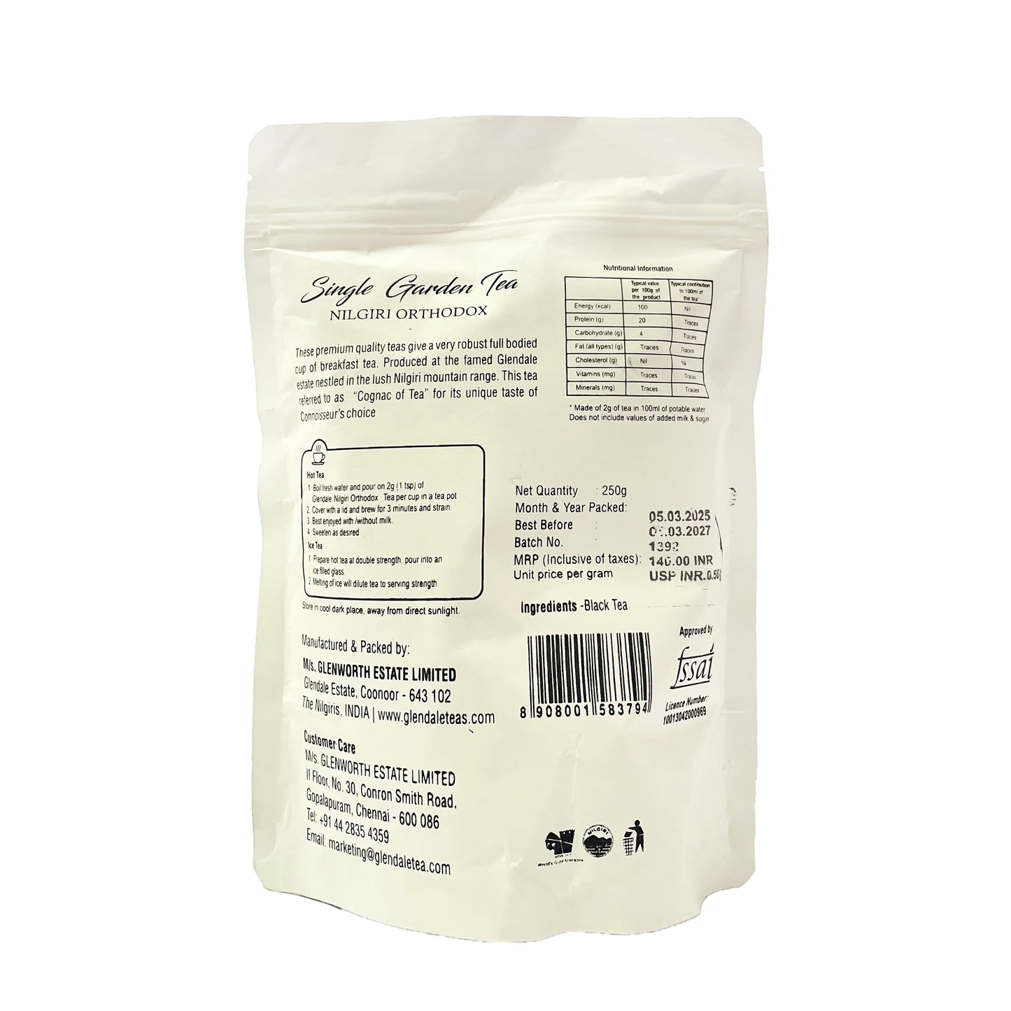 GLENDALE Nilgiri Orthodox Tea 250 gm