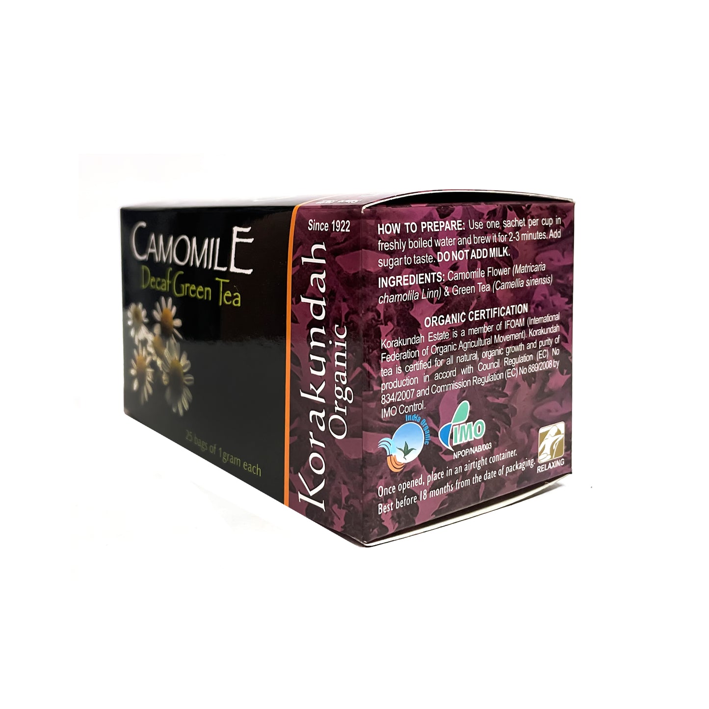KORAKUNDAH Camomile Decaf Green Tea (25 Dip Bags)