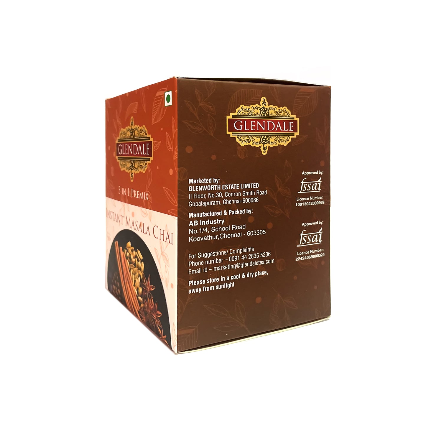 GLENDALE Instant Masala Chai (10 Sachets - 3 in 1 Premix)