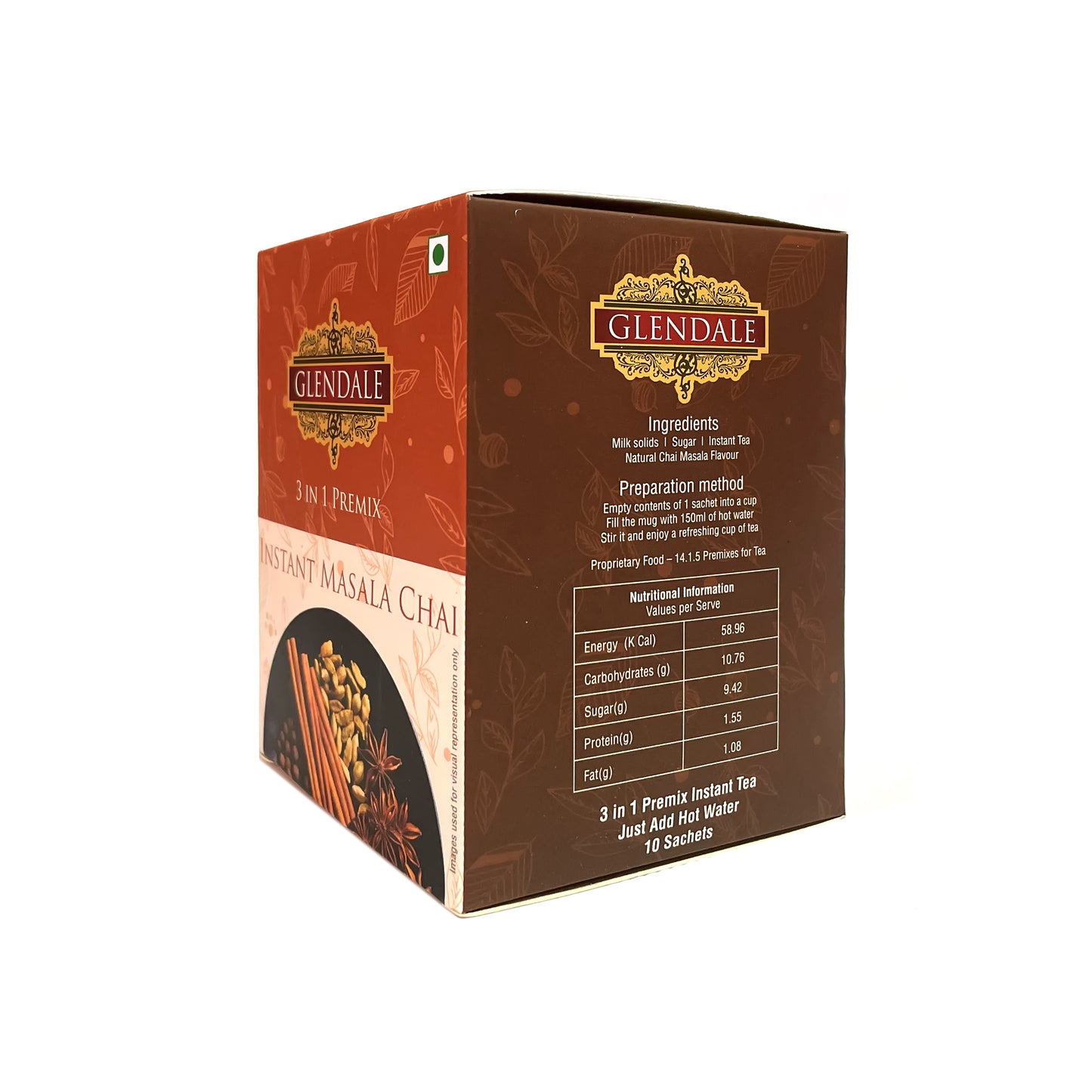 GLENDALE Instant Masala Chai (10 Sachets - 3 in 1 Premix)
