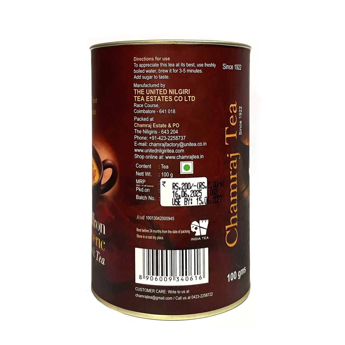 CHAMRAJ Saffron Turmeric Black Tea 100 g
