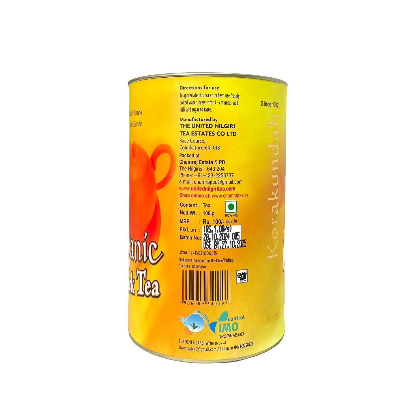 KORAKUNDAH Organic Black Tea in Canister 100 g