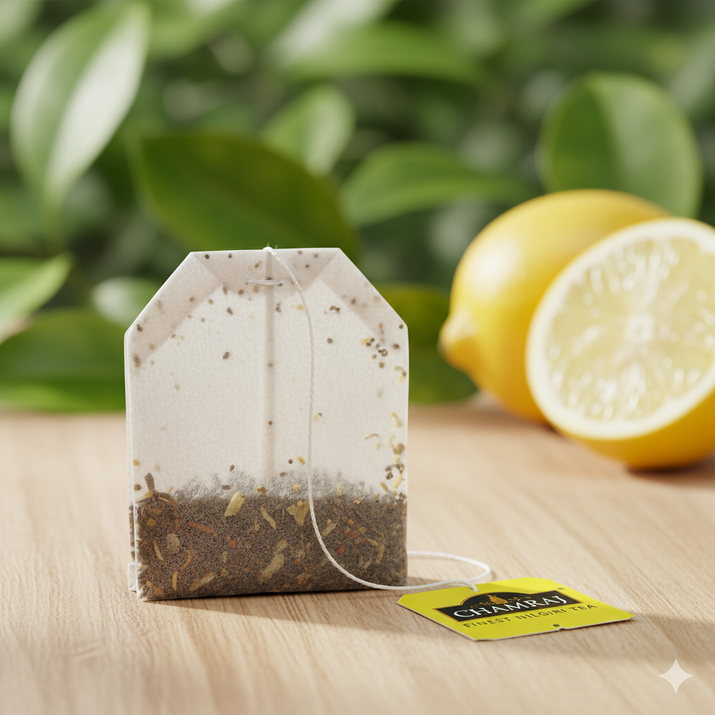 CHAMRAJ Lemon Flavoured Tea | 25 Enveloped Dip Tea Bags of 2 g each