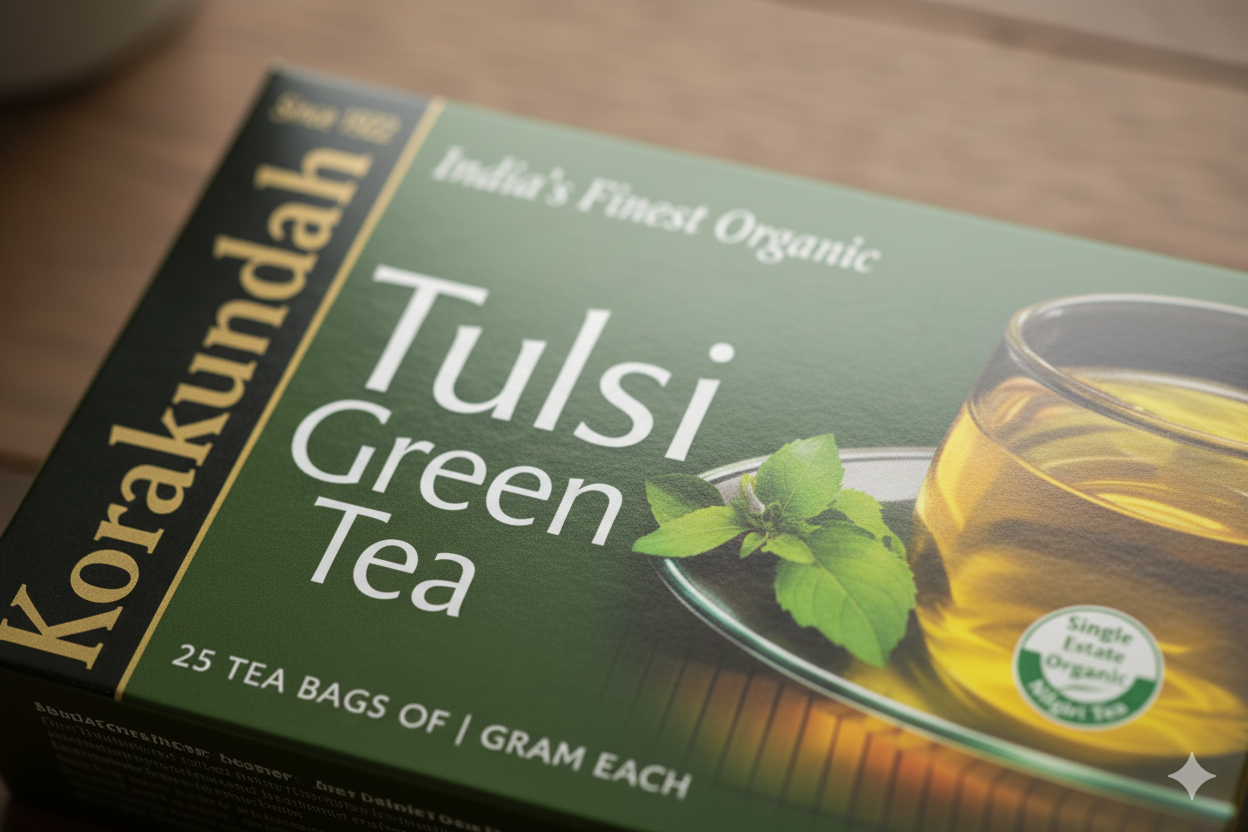 KORAKUNDAH Tulsi Green Tea (25 Dip Bags)