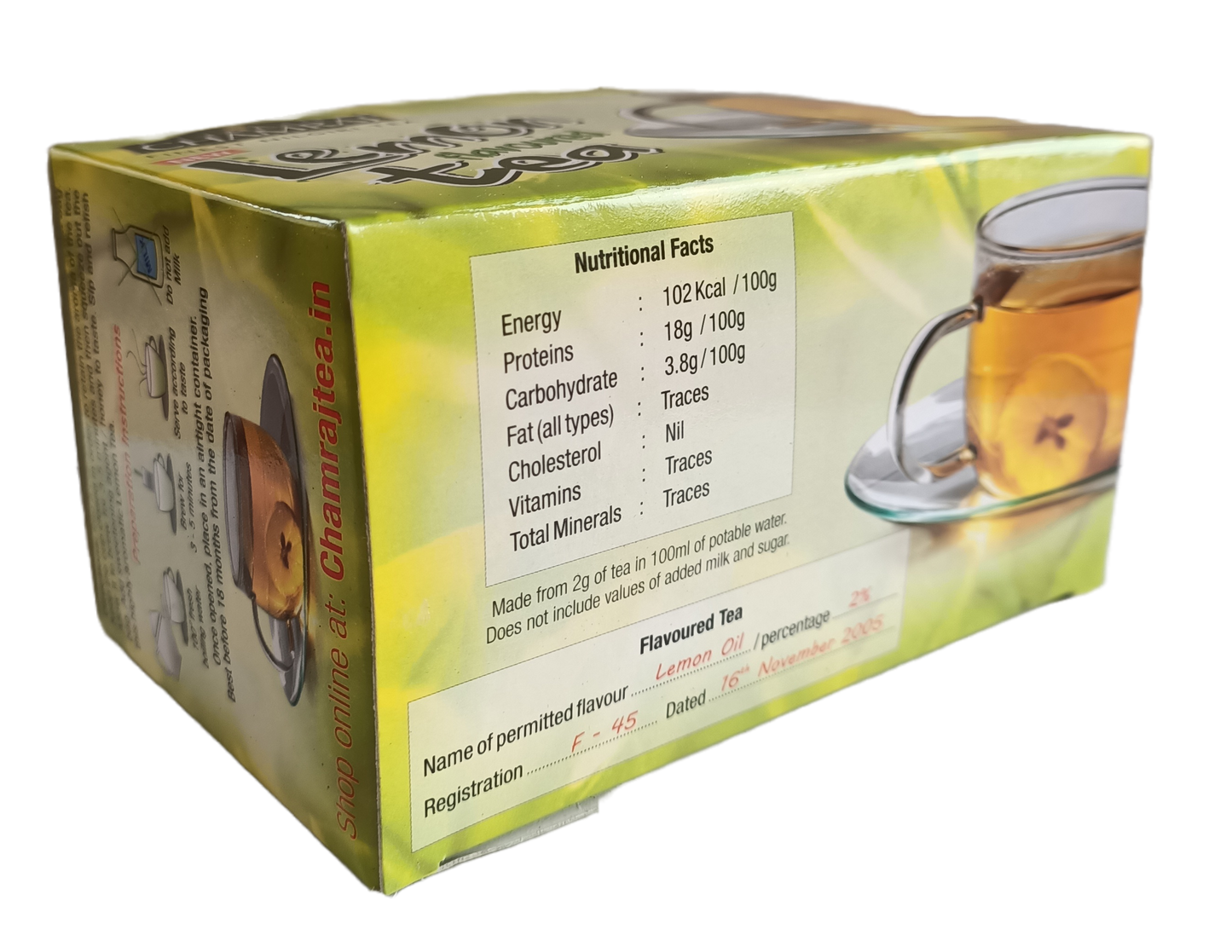 CHAMRAJ Lemon Flavoured Tea | 25 Enveloped Dip Tea Bags of 2 g each