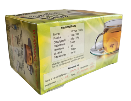 CHAMRAJ Lemon Flavoured Tea | 25 Enveloped Dip Tea Bags of 2 g each