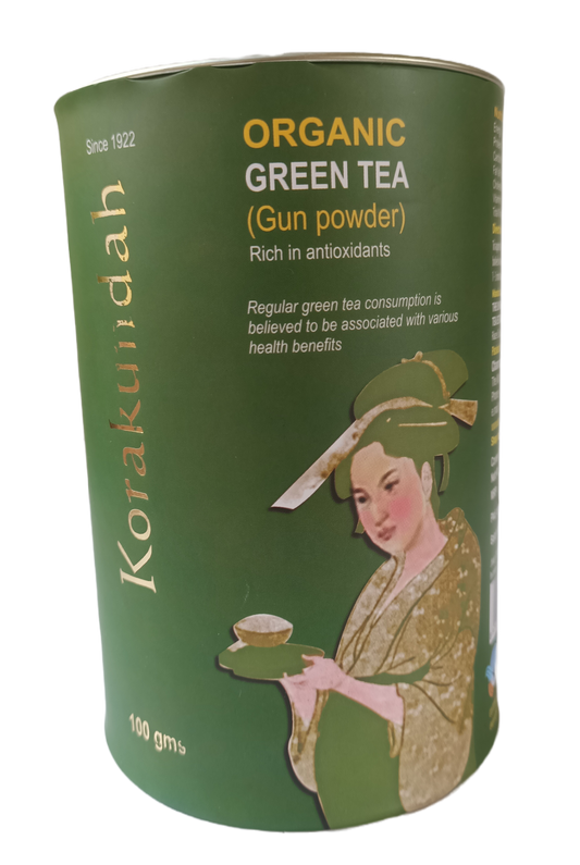 KORAKUNDAH Organic Green Tea in Canister (Gun Powder) 100 g