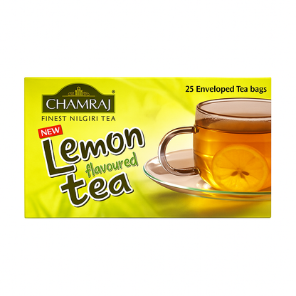 CHAMRAJ Lemon Flavoured Tea | 25 Enveloped Dip Tea Bags of 2 g each