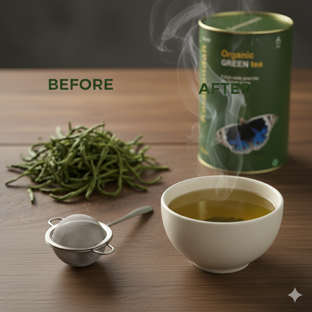 KORAKUNDAH Organic Green Tea in Canister (Butterfly) 100 g