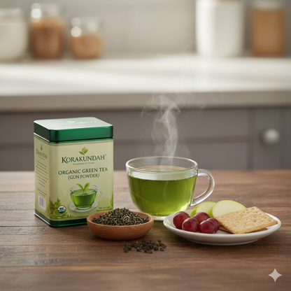 KORAKUNDAH Organic Green Tea in Canister (Gun Powder) 100 g