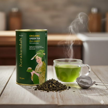 KORAKUNDAH Organic Green Tea in Canister (Gun Powder) 100 g