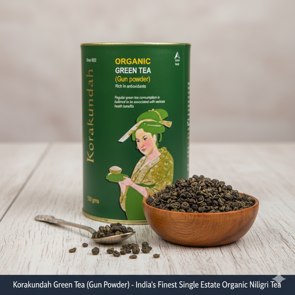 KORAKUNDAH Organic Green Tea in Canister (Gun Powder) 100 g