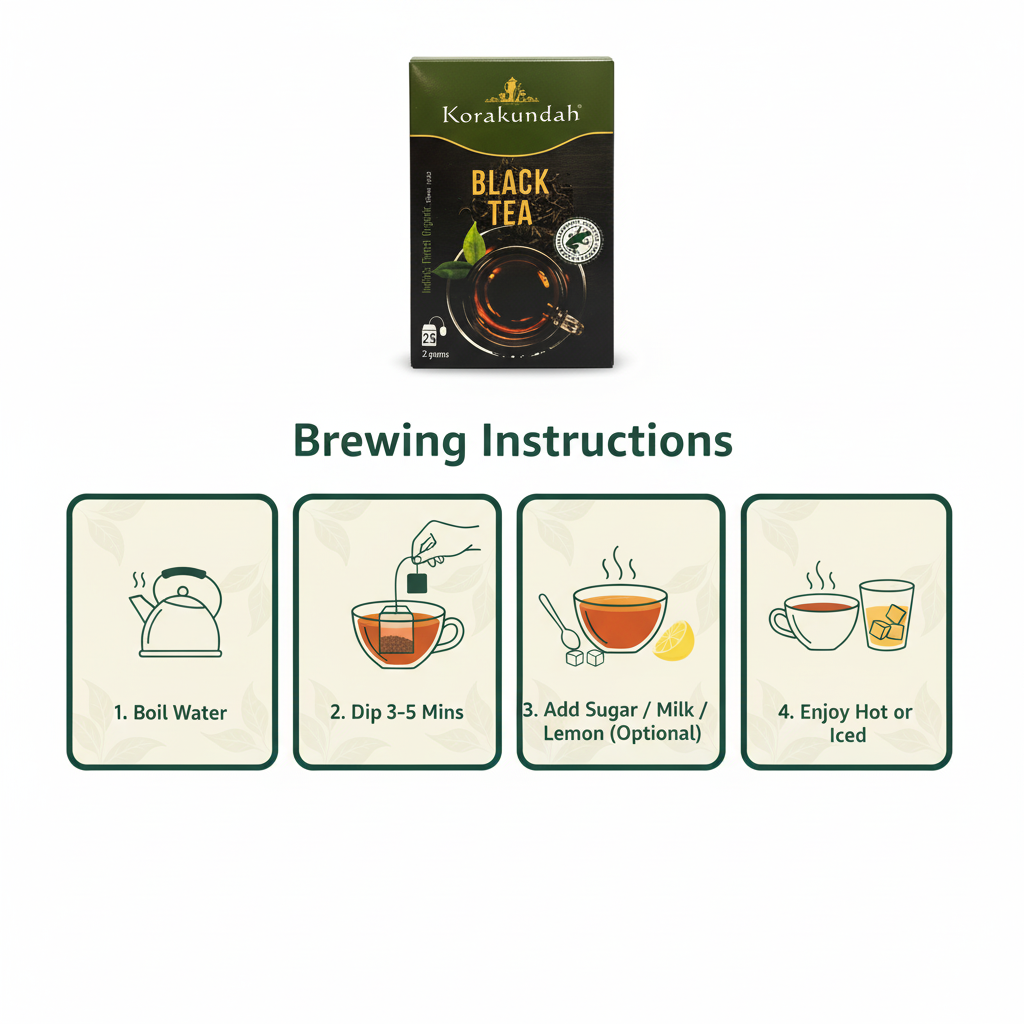 KORAKUNDAH Organic Black Tea Dip  (25 Dip Bags)