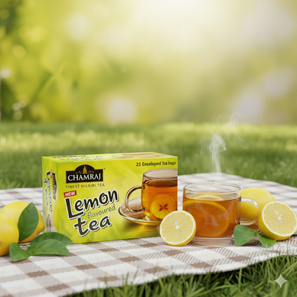 CHAMRAJ Lemon Flavoured Tea | 25 Enveloped Dip Tea Bags of 2 g each