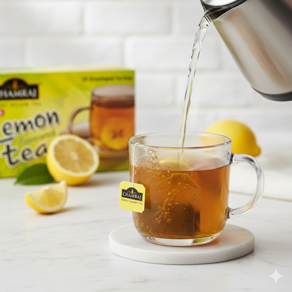 CHAMRAJ Lemon Flavoured Tea | 25 Enveloped Dip Tea Bags of 2 g each