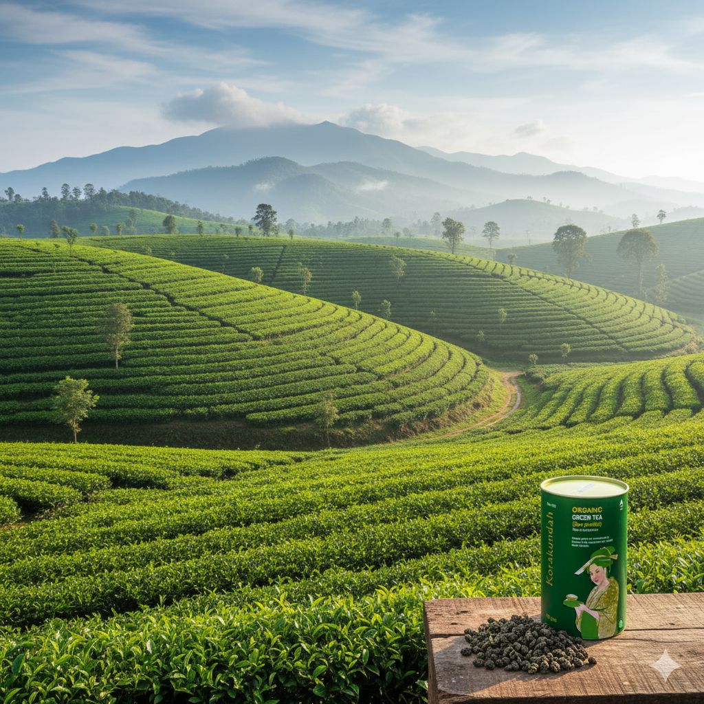KORAKUNDAH Organic Green Tea in Canister (Gun Powder) 100 g