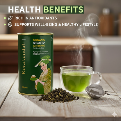 KORAKUNDAH Organic Green Tea in Canister (Gun Powder) 100 g
