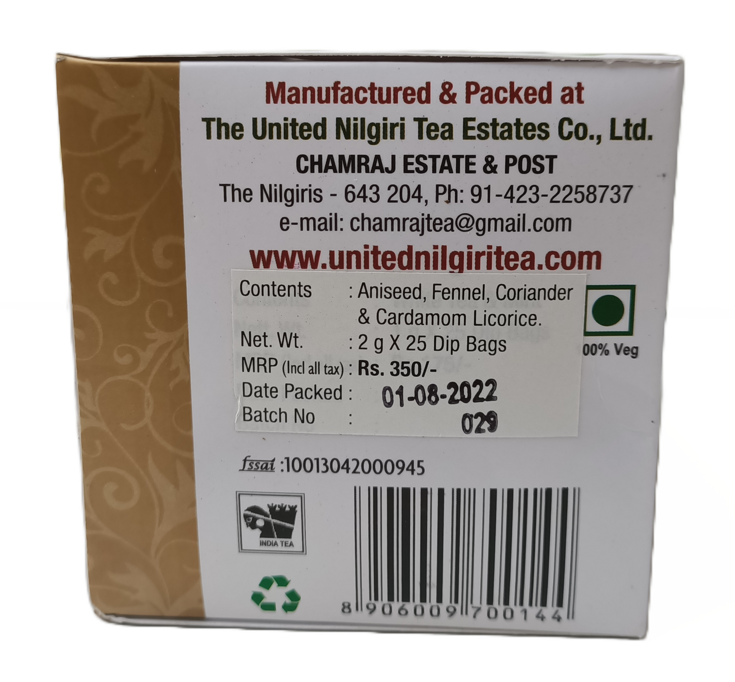 CHAMRAJ Detox T Infusion | 25 Dip Bags of 2 grams each 50gm